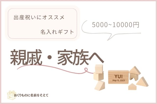 親戚や家族への出産祝いにおすすめの名入れギフトイメージ